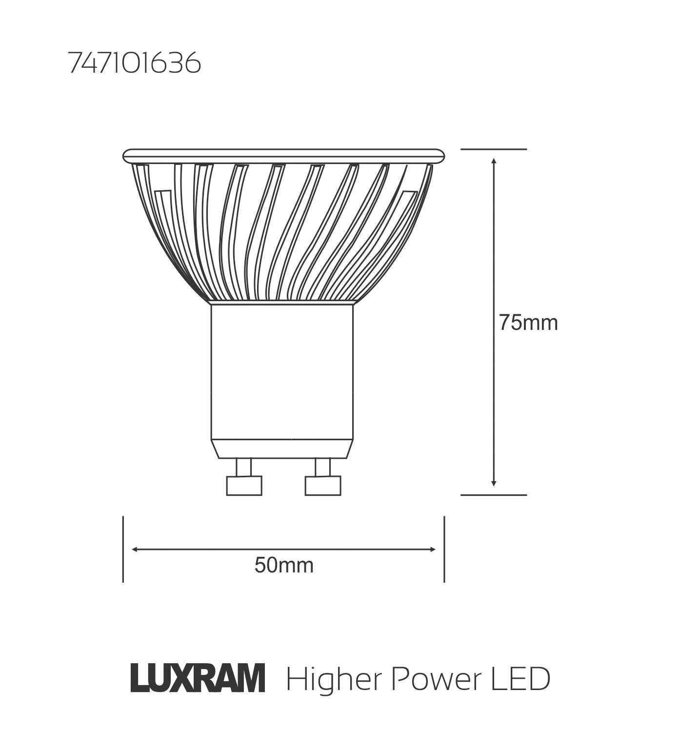 High Power LED GU10 7W 2700K 342lm 747101636  Luxram Higher Power LED